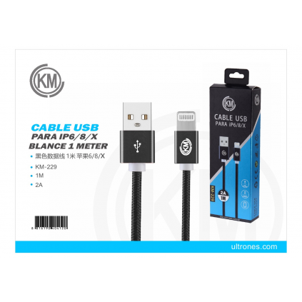 KM-229 CABLE LIGHTNING TRENZADO NYLON [NEGRO]