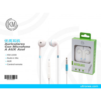KM-U009 AURICULARES CABLE JACK 3.5MM