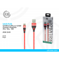 KM-249 CABLE MICRO-USB TRENZADO 3A [ROJO]