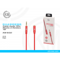 KM-8420 CABLE AUDIO JACK 3.5MM 3PIN MACHO A HEMBRA NYLON [ROJO]