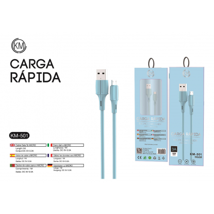 KM-501 CABLE MICRO-USB MACARON [AZUL]