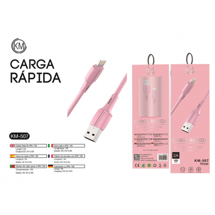 KM-507 CABLE LIGHTNING MACARON [ROJO]