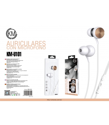KM-U101 AURICULARES IN-EAR CABLE JACK 3.5MM [DORADO]