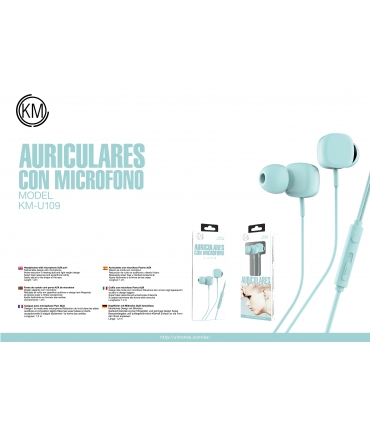 KM-U109 AURICULARES IN-EAR CABLE JACK 3.5MM [AZUL]