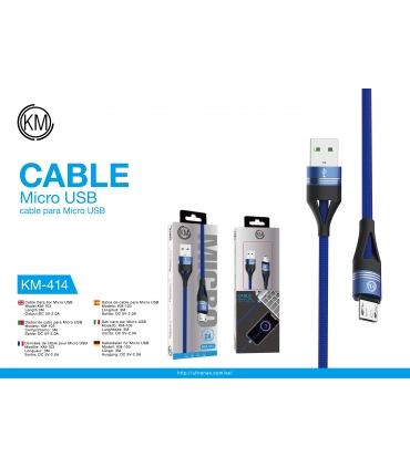 KM-414 CABLE MICRO-USB TRENZADO NYLON [AZUL]