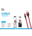 KM-419 CABLE LIGHTNING TRENZADO NYLON [ROJO]