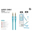 KM-8426 CABLE AUDIO JACK 3.5MM 4PIN MACHO A MACHO [AZUL]