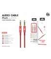 KM-8427 CABLE AUDIO JACK 3.5MM 4PIN MACHO A MACHO [ROJO]