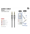 KM-8428 CABLE AUDIO JACK 3.5MM 4PIN MACHO A MACHO [GRIS]