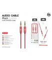 KM-8435 CABLE AUDIO JACK 3.5MM 3PIN MACHO A MACHO [ROJO]