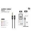 KM-8436 CABLE AUDIO JACK 3.5MM 3PIN MACHO A HEMBRA TPE [NEGRO]