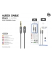 KM-8439 CABLE AUDIO JACK 3.5MM 3PIN MACHO A HEMBRA TPE [GRIS]