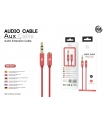 KM-8441 CABLE AUDIO JACK 3.5MM 3PIN MACHO A HEMBRA TPE [ROJO]