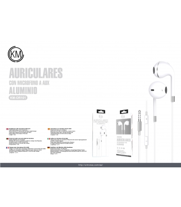 KM-OR101 AURICULARES CABLE JACK 3.5MM [PLATA]