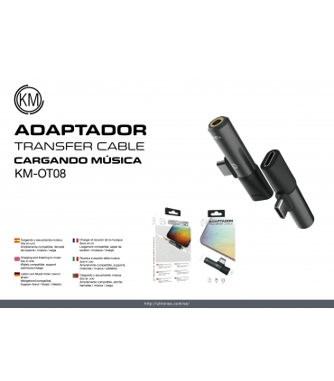 KM-OT08 ADAPTADOR TYPE-C MACHO A HEMBRA TYPE-C/JACK 3.5MM