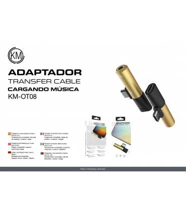 KM-OT08 ADAPTADOR TYPE-C MACHO A HEMBRA TYPE-C/JACK 3.5MM