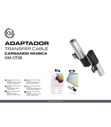 KM-OT08 ADAPTADOR TYPE-C MACHO A HEMBRA TYPE-C/JACK 3.5MM