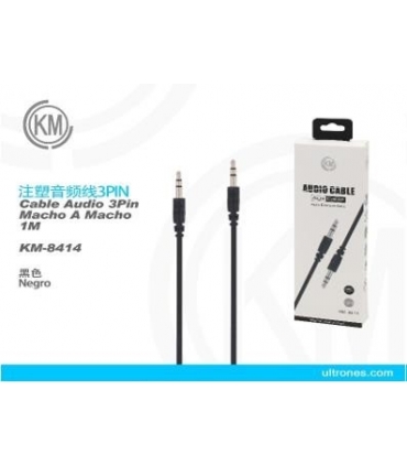 KM-8414 CABLE AUDIO JACK 3.5MM 3PIN MACHO A MACHO 1M [NEGRO]