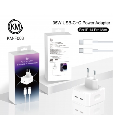 KM-F003 CARGADOR PARED 35W PUERTO_C+C CABLE TYPE-C A TYPE-C