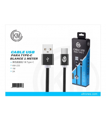 KM-233 CABLE TYPE-C TRENZADO NYLON [NEGRO]