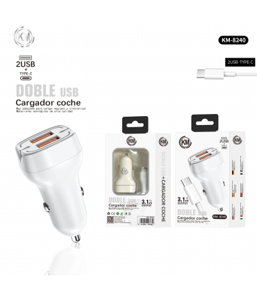 KM-8240 CARGADOR COCHE CABLE TYPE-C