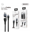 KM-8193 CABLE 2-IN-1 USB/TYPE-C A LIGHTNING [NEGRO]