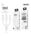 KM-8191 CABLE 3-IN-1 TYPE-C*2 LIGHTNING*1