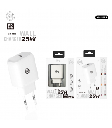 KM-8181B CARGADOR PARED 25W PUERTO_C SIN CABLE