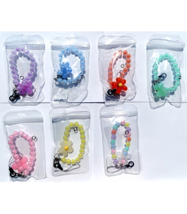 手链彩色花朵_Cordón de cuentas coloridas con flores