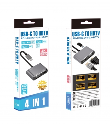 集线器_TYPE-C 4-IN-1 (HDMI+VGA+U3+PD)