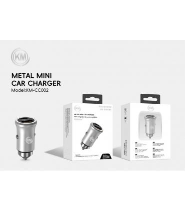 KM-CC002 CARGADOR COCHE 30W SIN CABLE [PLATA]
