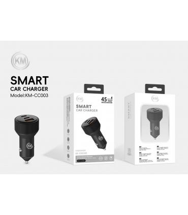 KM-CC003 CARGADOR COCHE 45W SIN CABLE [NEGRO]