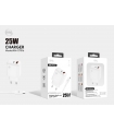KM-CP016 CARGADOR PARED 25W PUERTO_A+C CABLE TYPE-C [BLANCO]