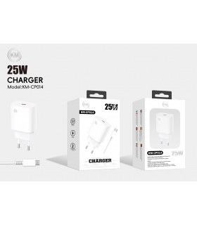 KM-CP014 CARGADOR PARED 25W CABLE TYPE-C [BLANCO]