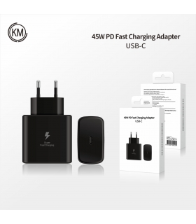 CARGADOR PARED PD 45W PUERTO-C SIN CABLE [NEGRO]