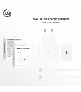 CARGADOR PARED PD 45W CABLE TYPE-C A TYPE-C [BLANCO]