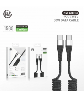 充电线_KM-CB003 CABLE RESORTE 60W TYPE-C A TYPE-C 1.5M