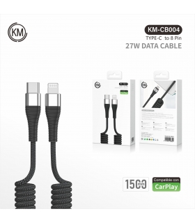 充电线_KM-CB004 CABLE RESORTE 27W TYPE-C A LIGHTNING 1.5M