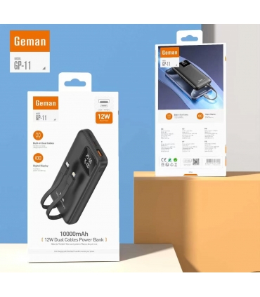 充电宝_GP-11 Geman 12W Dual Cables Power Bank 10000mAh