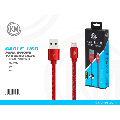 KM-215 CABLE LIGHTNING TRENZADO MEZCLILLA [ROJO]