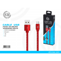 KM-221 CABLE MICRO-USB TRENZADO MEZCLILLA [ROJO]