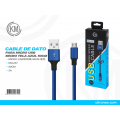 KM-237 CABLE MICRO-USB 50CM TRENZADO [AZUL]