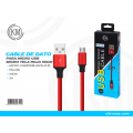 KM-238 CABLE MICRO-USB 50CM TRENZADO [ROJO]