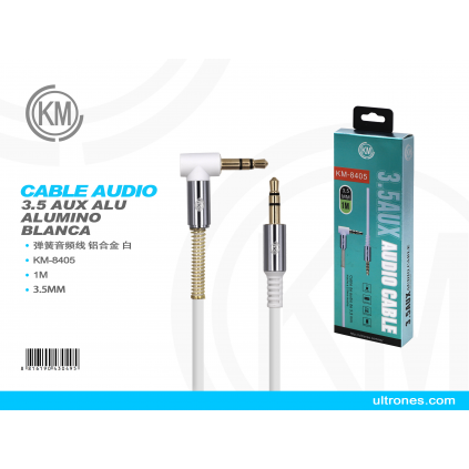 KM-8405 CABLE AUDIO JACK 3.5MM 3PIN MACHO A MACHO [BLANCO]