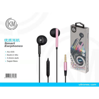 优质耳机黑粉AU-005 Smart Earphones Build-In Mic 3.5MM Jack Rosa