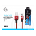 KM-217 CABLE MICRO-USB TRENZADO [ROJO]