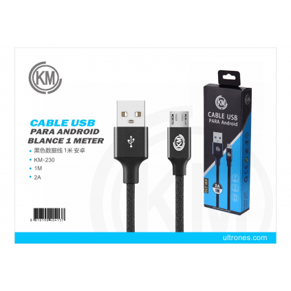 KM-230 CABLE MICRO-USB TRENZADO [NEGRO]