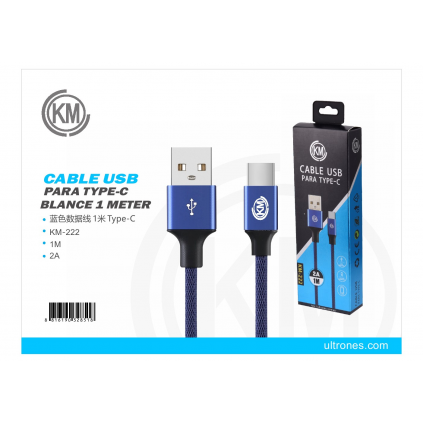 KM-222 CABLE TYPE-C TRENZADO [AZUL]