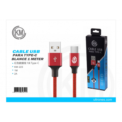 KM-223 CABLE TYPE-C TRENZADO [ROJO]