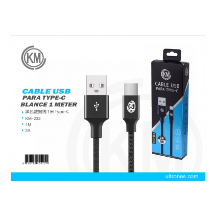 KM-232 CABLE TYPE-C TRENZADO [NEGRO]